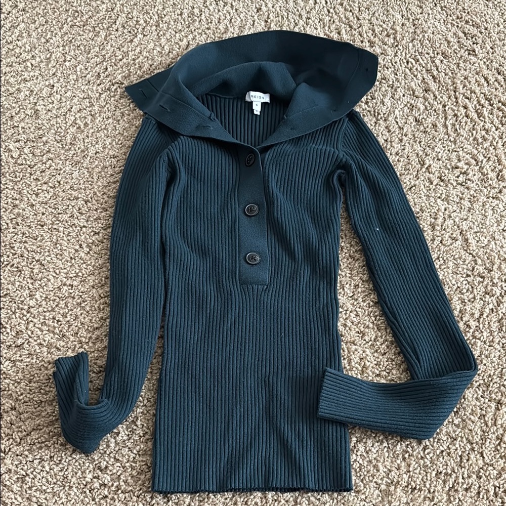 Reiss Elegant Teal Sweater with Button Detail